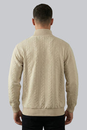 Men’s Knitted Jumper with Zip Closure and Long Sleeves