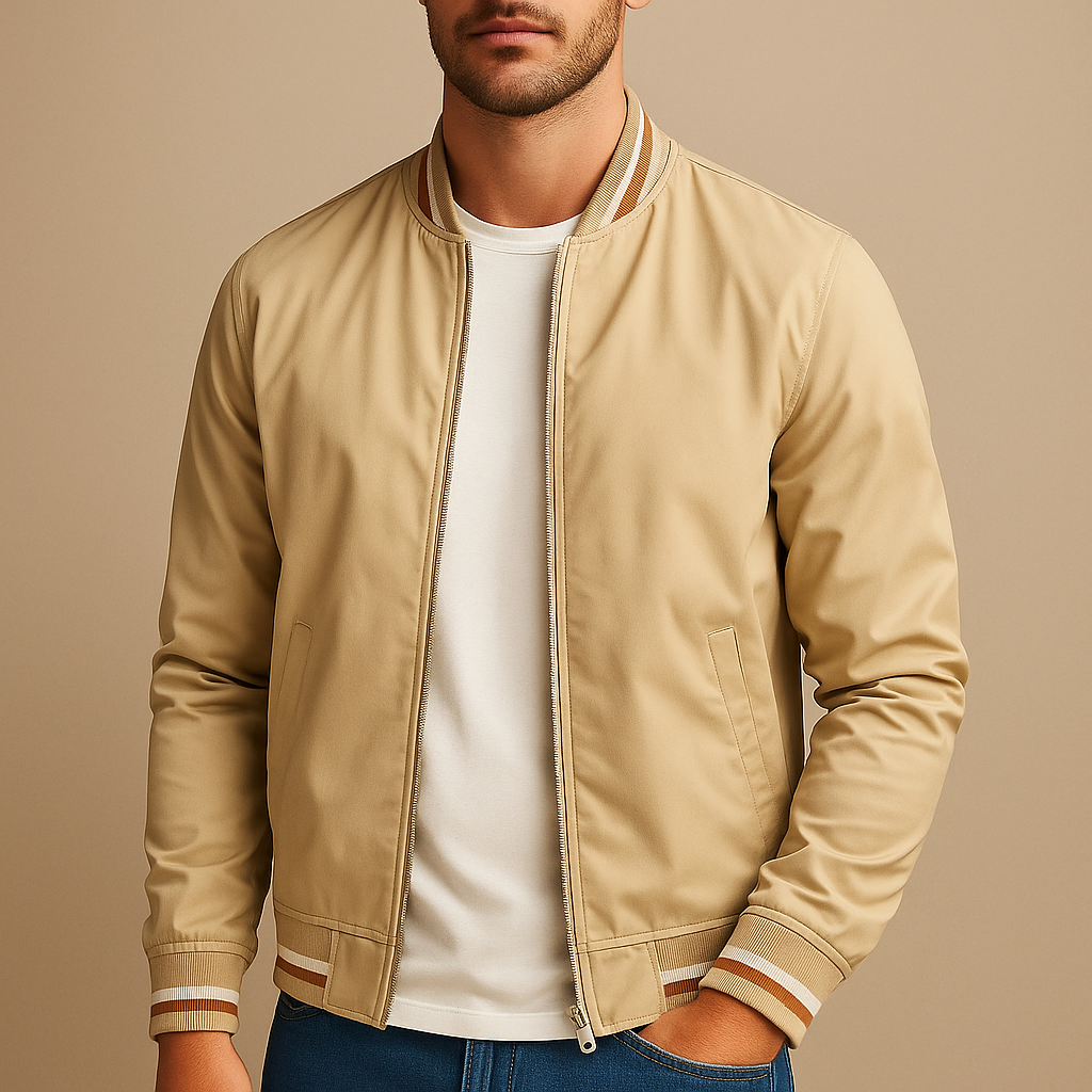 Ravino | Men’s Windproof Cotton-Blend Bomber Jacket