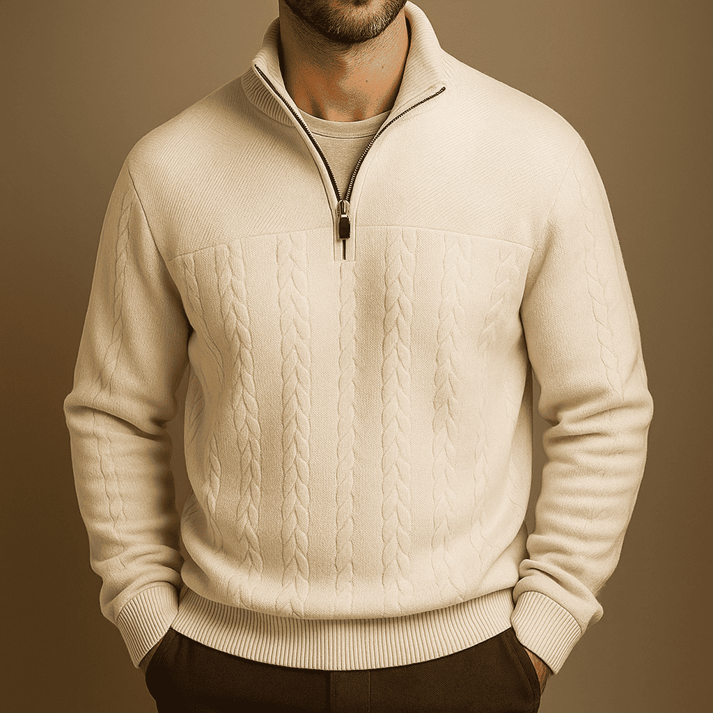 Walter | Men’s Cable Knit Quarter Zip Pullover