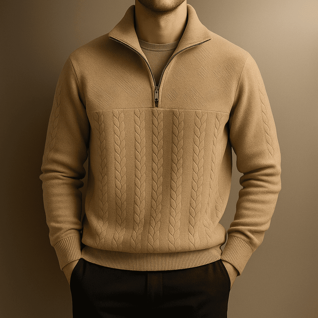 Walter | Men’s Cable Knit Quarter Zip Pullover