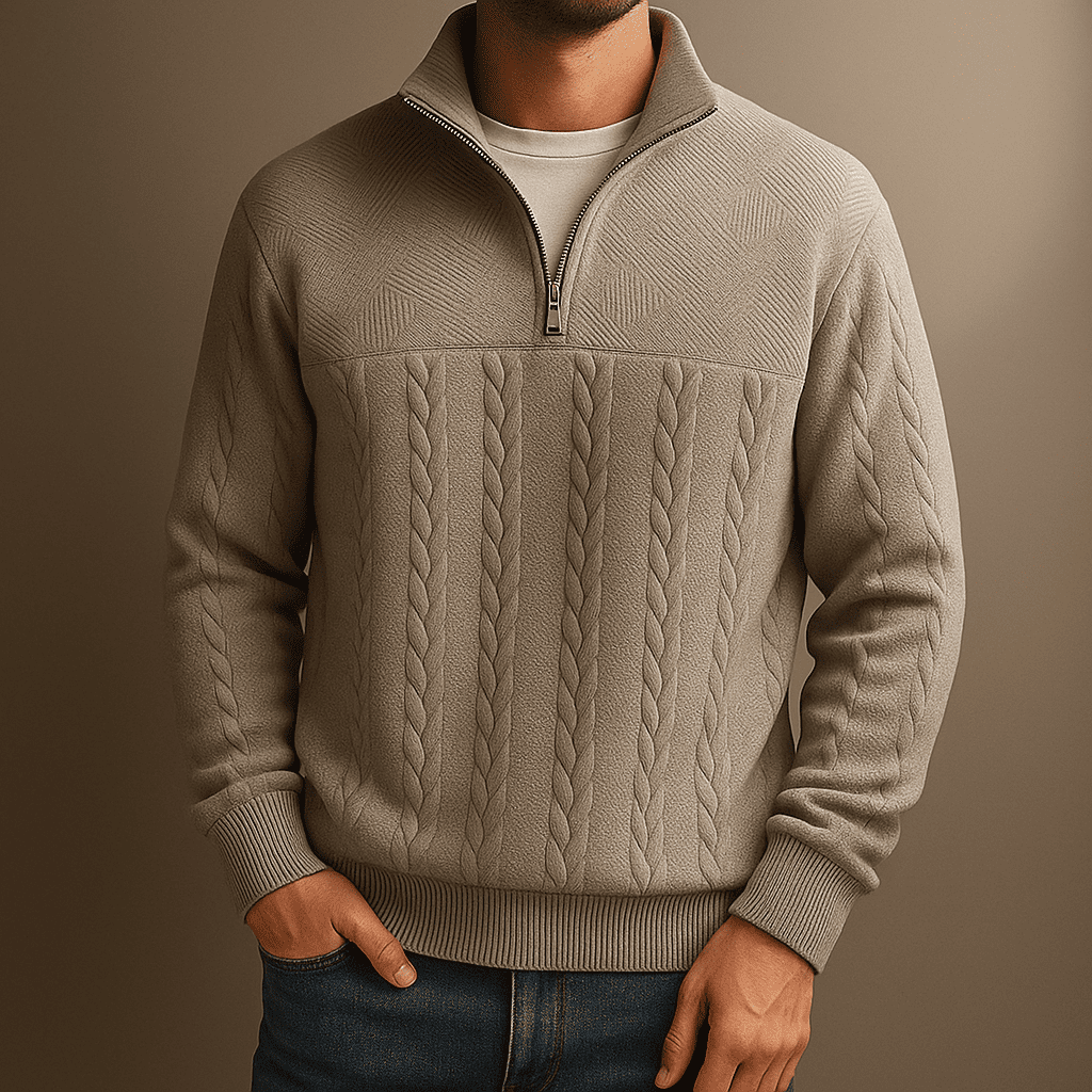 Walter | Men’s Cable Knit Quarter Zip Pullover
