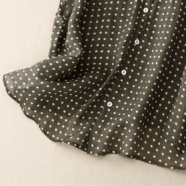 Riona | Women’s Linen Polka-Dot Blouse
