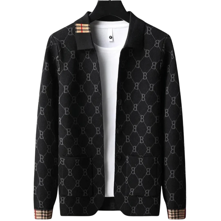 Lucieno | Men’s Woven Monogram Cardigan