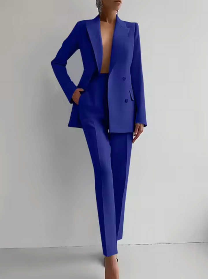 Dyrine | Women’s Elegant Blazer &amp; High-Waisted Trousers Set