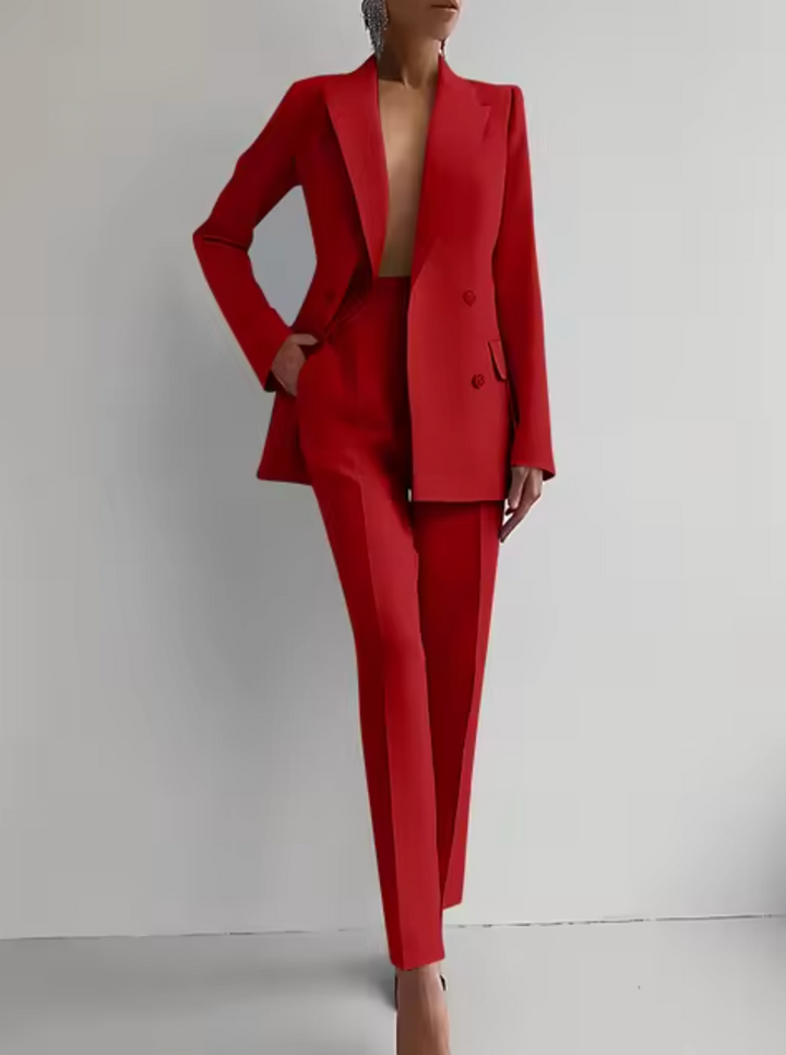Dyrine | Women’s Elegant Blazer &amp; High-Waisted Trousers Set