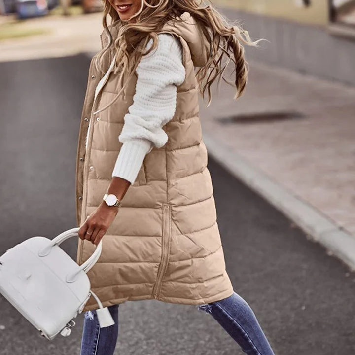 Alma | Women’s Quilted Hooded Long Vest