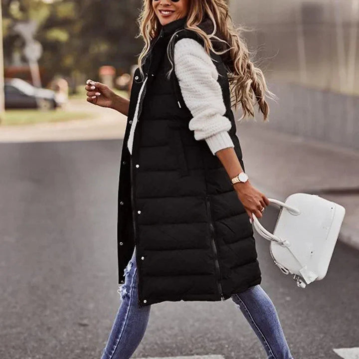 Alma | Women’s Quilted Hooded Long Vest
