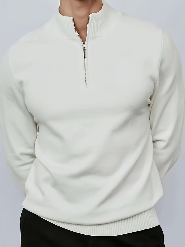 Alverio | Men’s Casual Half-Zip Sweater with High Collar