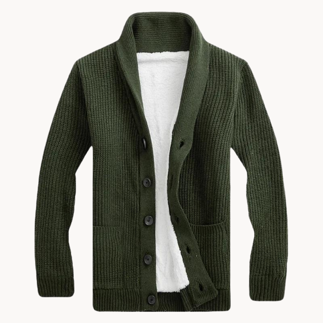 Calviero | Men’s Shawl Collar Fleece Cardigan