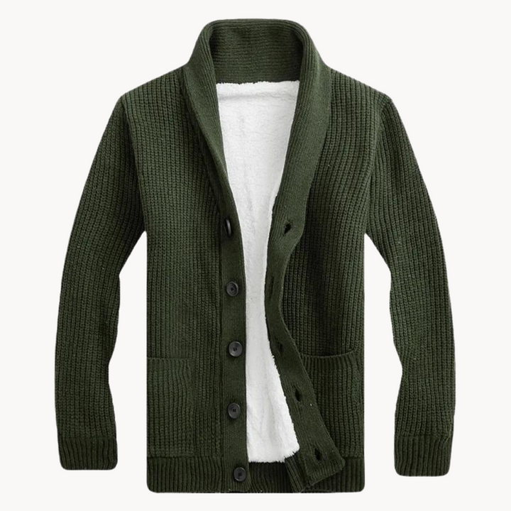 Calviero | Men’s Shawl Collar Fleece Cardigan