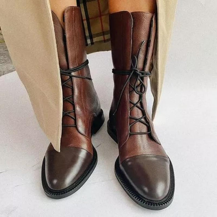 Chesca | Women’s Leather Lace-Up Mid-Height Boots