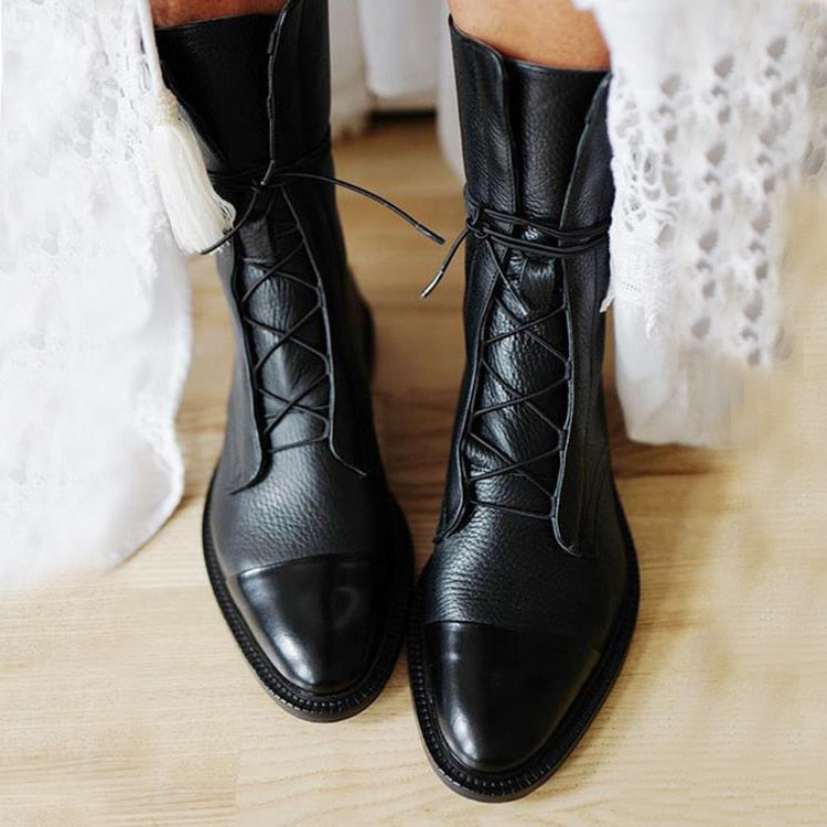 Chesca | Women’s Leather Lace-Up Mid-Height Boots