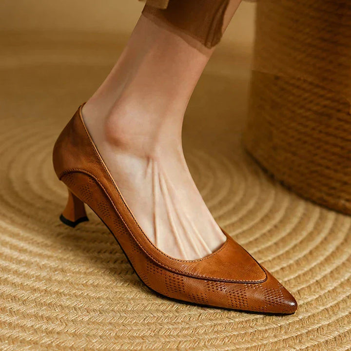 Clara | Women’s Genuine Leather Pointed Toe Kitten Heels
