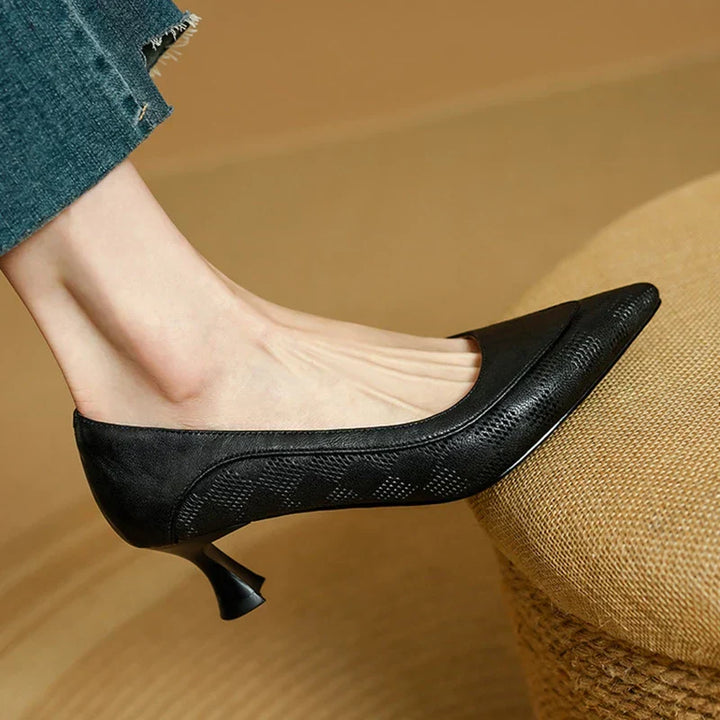 Clara | Women’s Genuine Leather Pointed Toe Kitten Heels