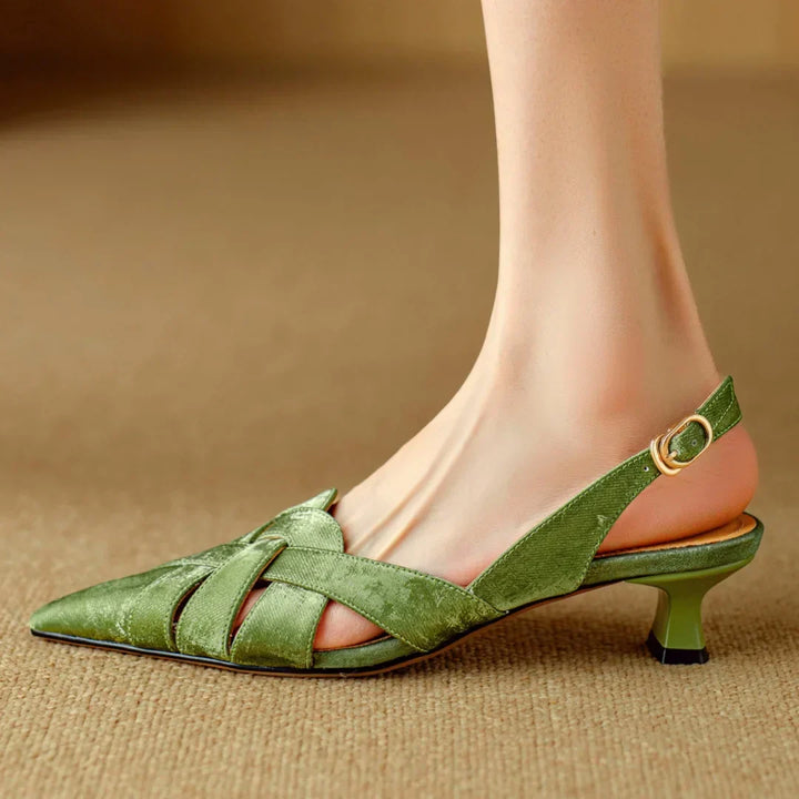 Deborah | Women’s Pointed Toe Leather Slingback Heels