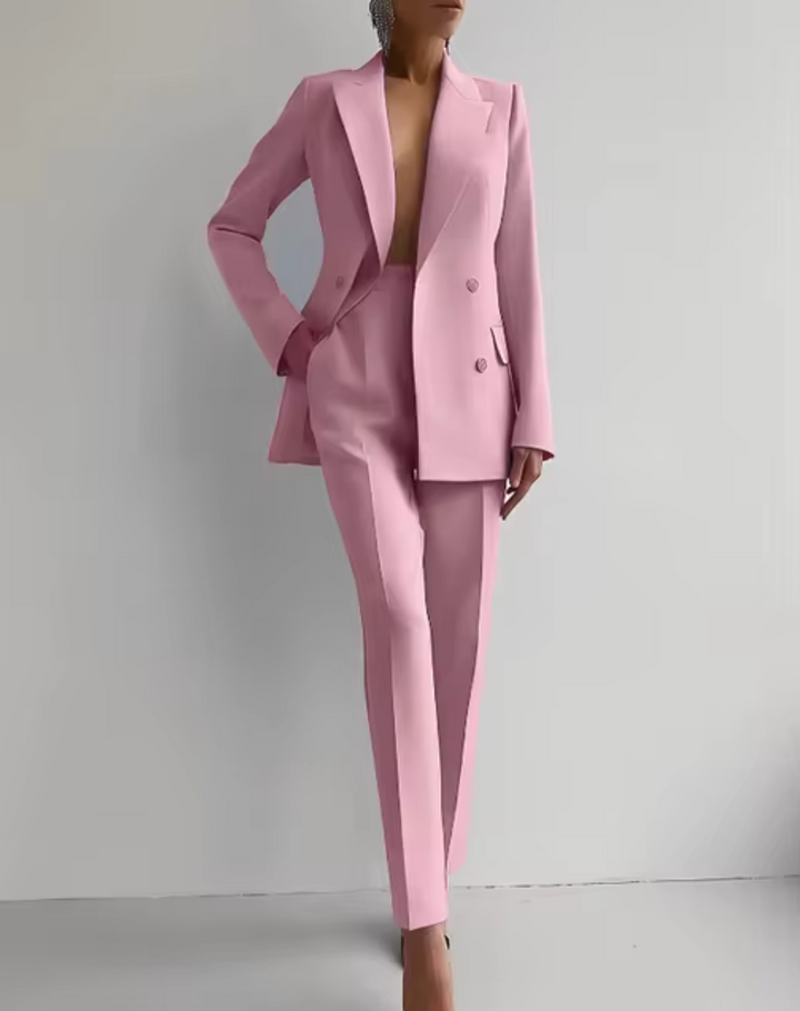 Dyrine | Women’s Elegant Blazer &amp; High-Waisted Trousers Set