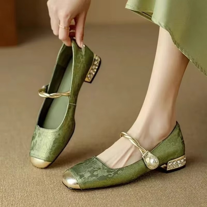 Elena | Women’s Vintage Twisted Strap Block Heel Pumps
