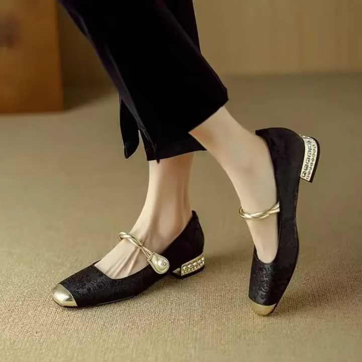 Elena | Women’s Vintage Twisted Strap Block Heel Pumps