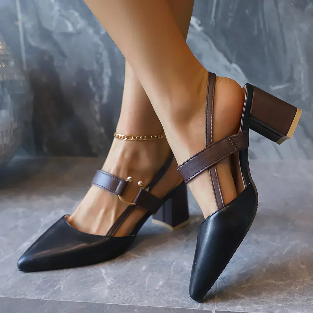 Ellen | Women’s Two Tone Slingback Block Heel Sandals