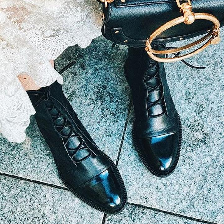 Chesca | Women’s Leather Lace-Up Mid-Height Boots