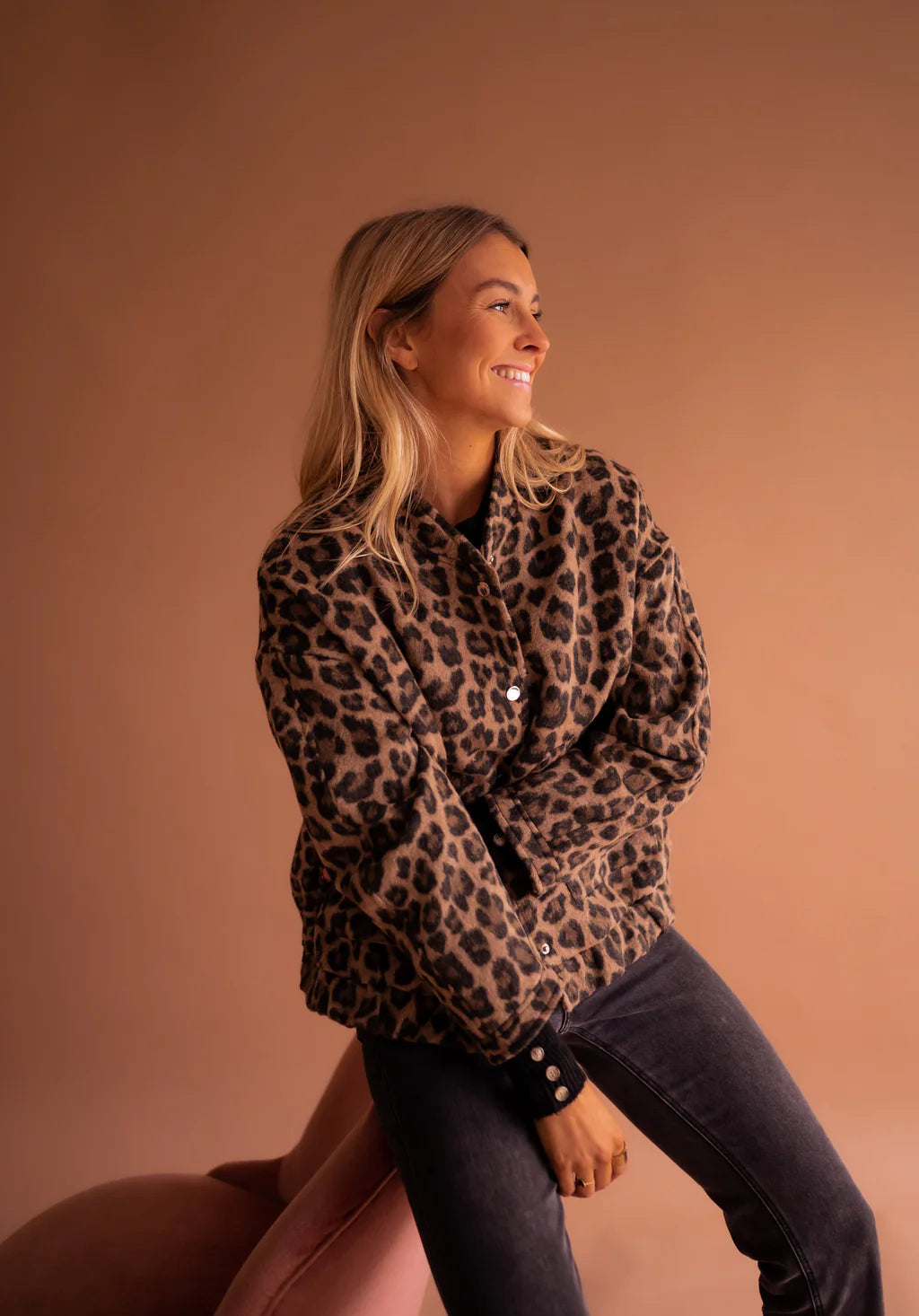 Mirae | Women’s Leopard Print Bomber Jacket