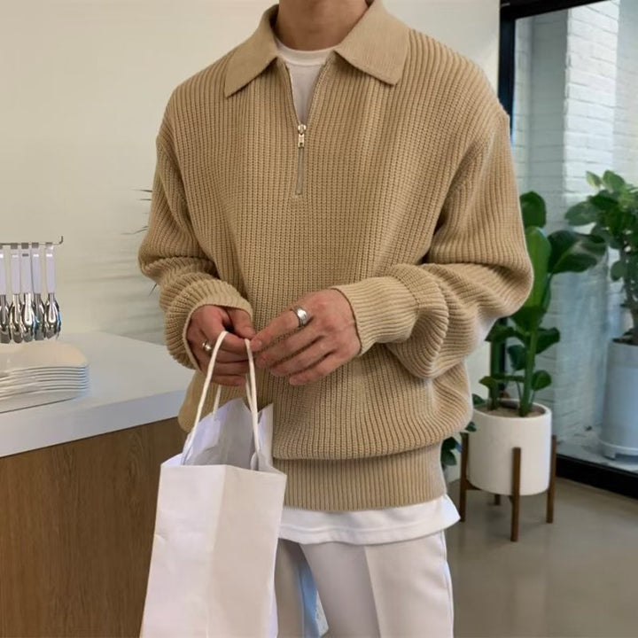Jorvian | Men’s Jacquard Knit Quarter-Zip Jacket