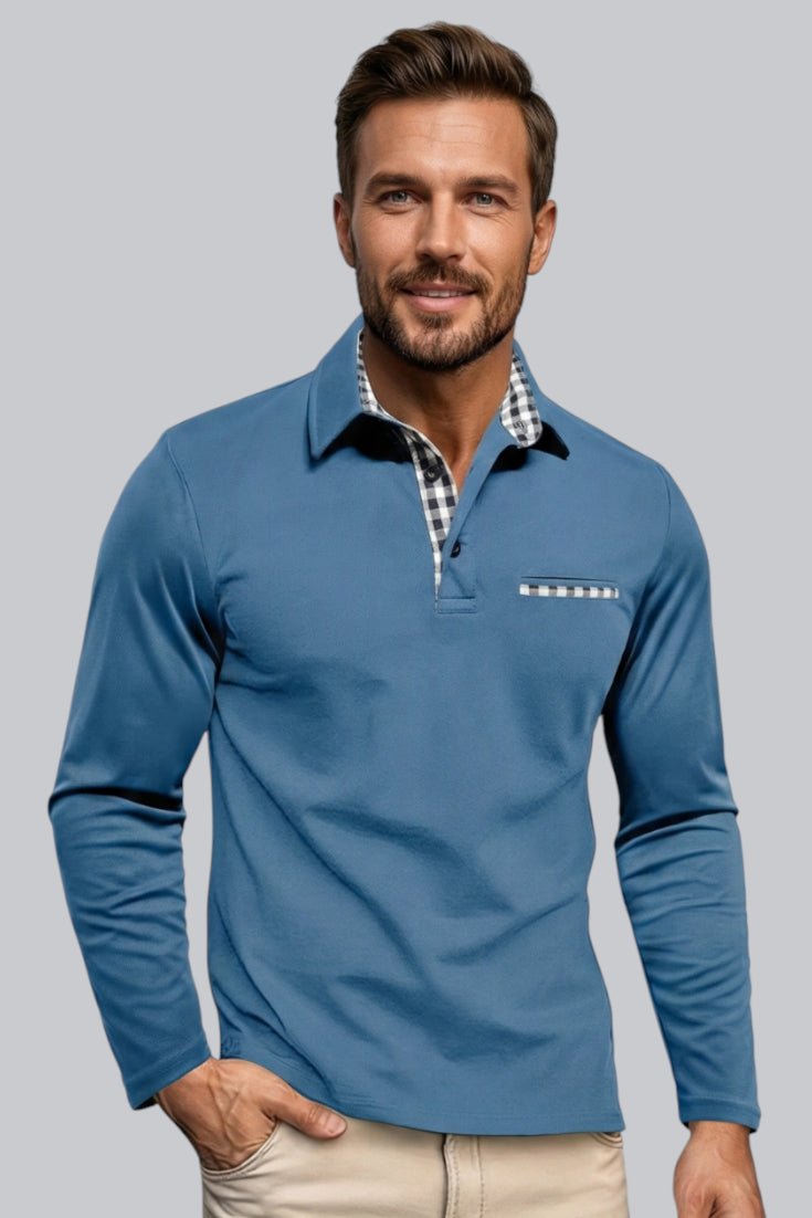 Men’s Slim Fit Jumper with Long Sleeves and Button Closure