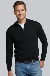 Men’s Ribbed Sweater with Zip Closure and Mock Neck
