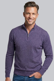 Men’s Ribbed Sweater with Zip Closure and Mock Neck
