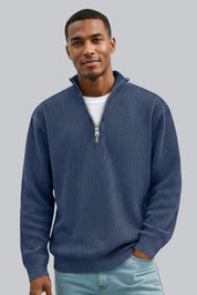 Men’s Knitted Sweater with Zip Closure and Soft Touch