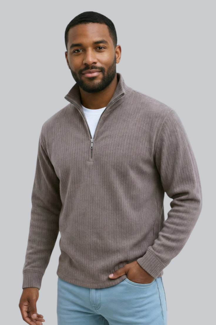 Men’s Knitted Sweater with Zip Closure and Soft Touch