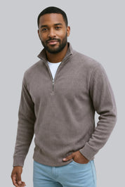 Men’s Knitted Sweater with Zip Closure and Soft Touch