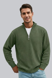 Men’s Knitted Sweater with Zip Closure and Soft Touch