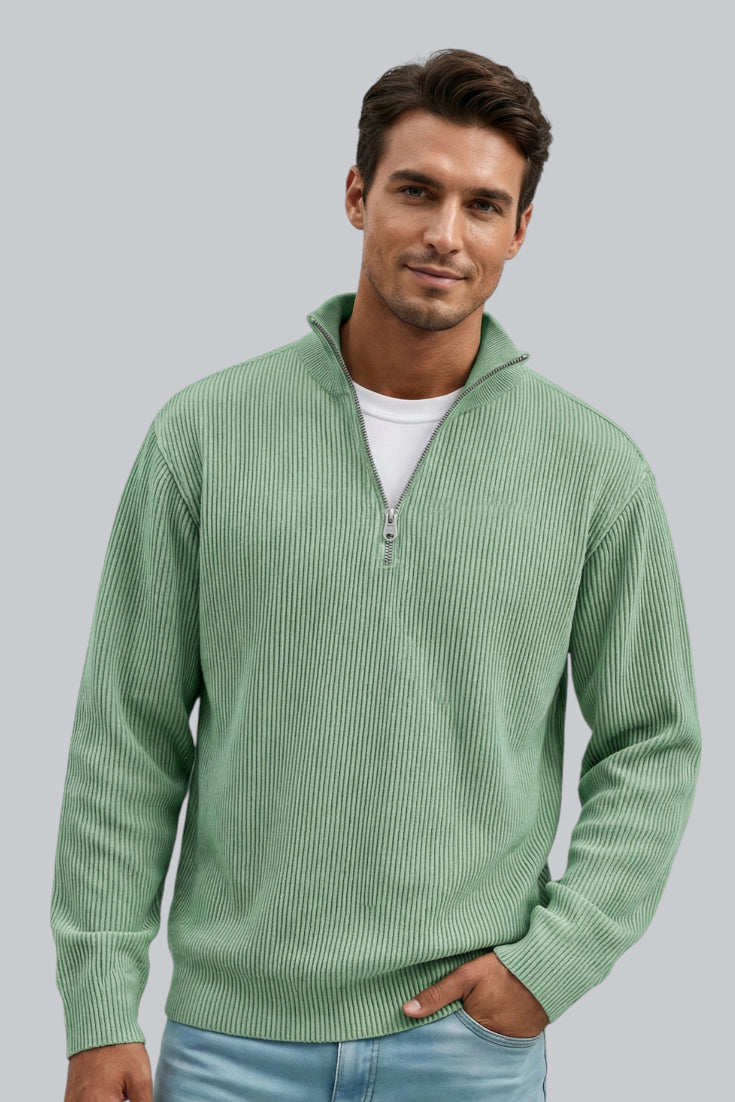 Men’s Knitted Sweater with Zip Closure and Soft Touch