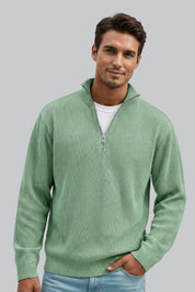 Men’s Knitted Sweater with Zip Closure and Soft Touch