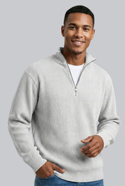 Men’s Knitted Sweater with Zip Closure and Soft Touch