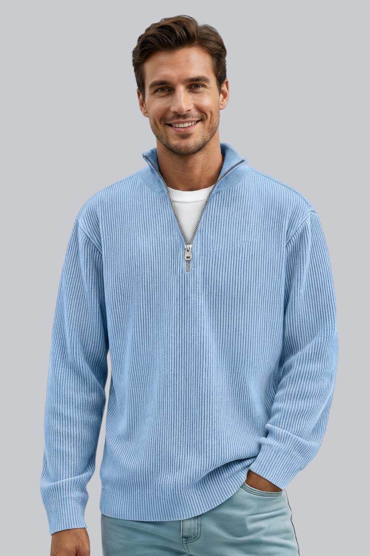 Men’s Knitted Sweater with Zip Closure and Soft Touch