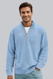 Men’s Knitted Sweater with Zip Closure and Soft Touch