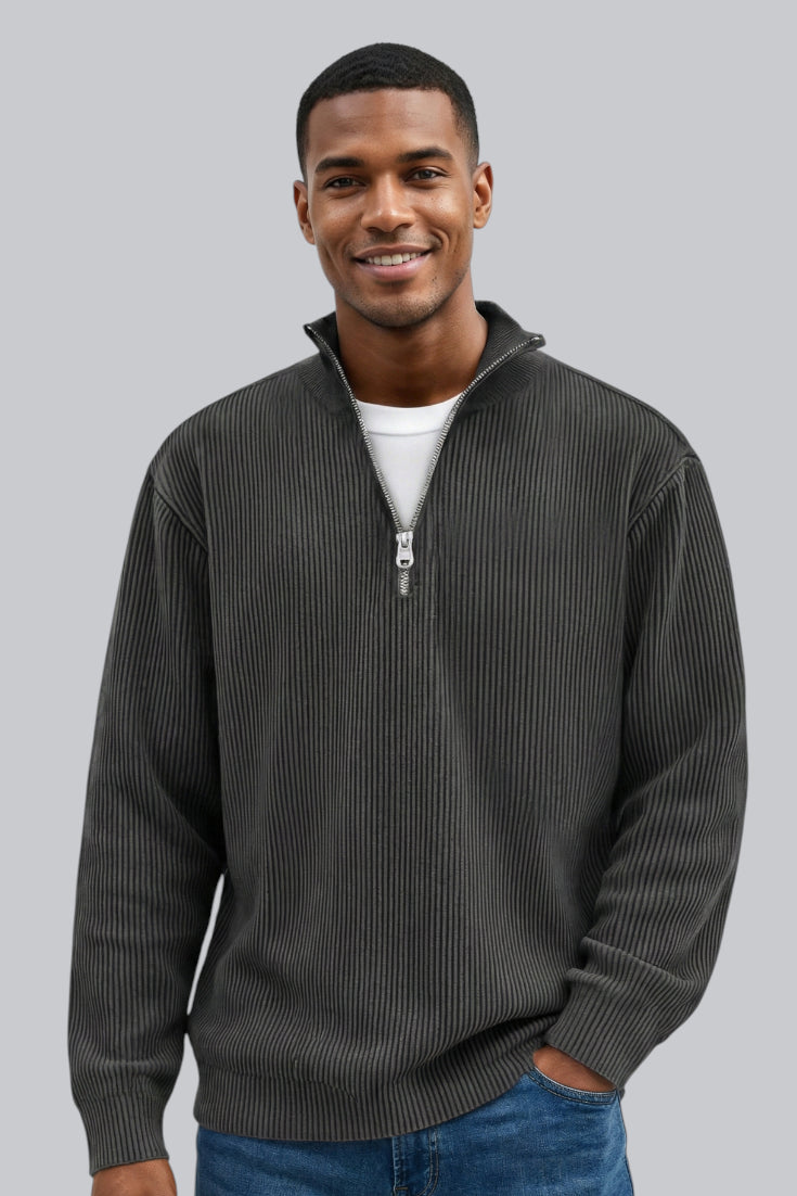 Men’s Knitted Sweater with Zip Closure and Soft Touch