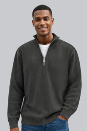 Men’s Knitted Sweater with Zip Closure and Soft Touch