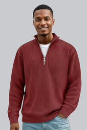 Men’s Knitted Sweater with Zip Closure and Soft Touch