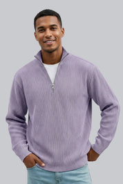 Men’s Knitted Sweater with Zip Closure and Soft Touch