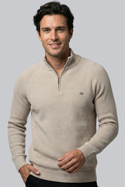 Men’s Ribbed Jumper with Zip Closure and Long Sleeves