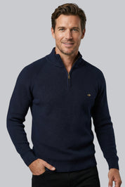 Men’s Ribbed Jumper with Zip Closure and Long Sleeves