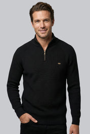 Men’s Ribbed Jumper with Zip Closure and Long Sleeves