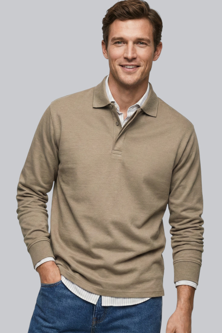 Men’s Half-Zip Sweater with Mock Neck and Ribbed Cuffs