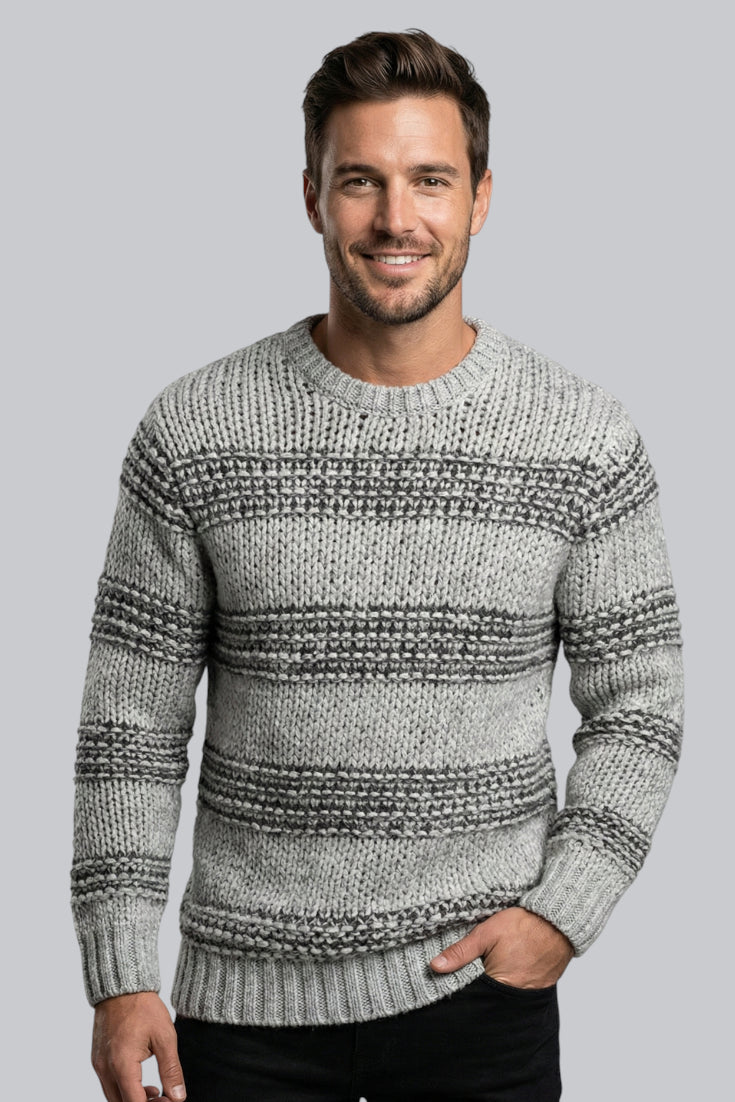 Men’s Chunky Jumper with Long Sleeves and Ribbed Cuffs