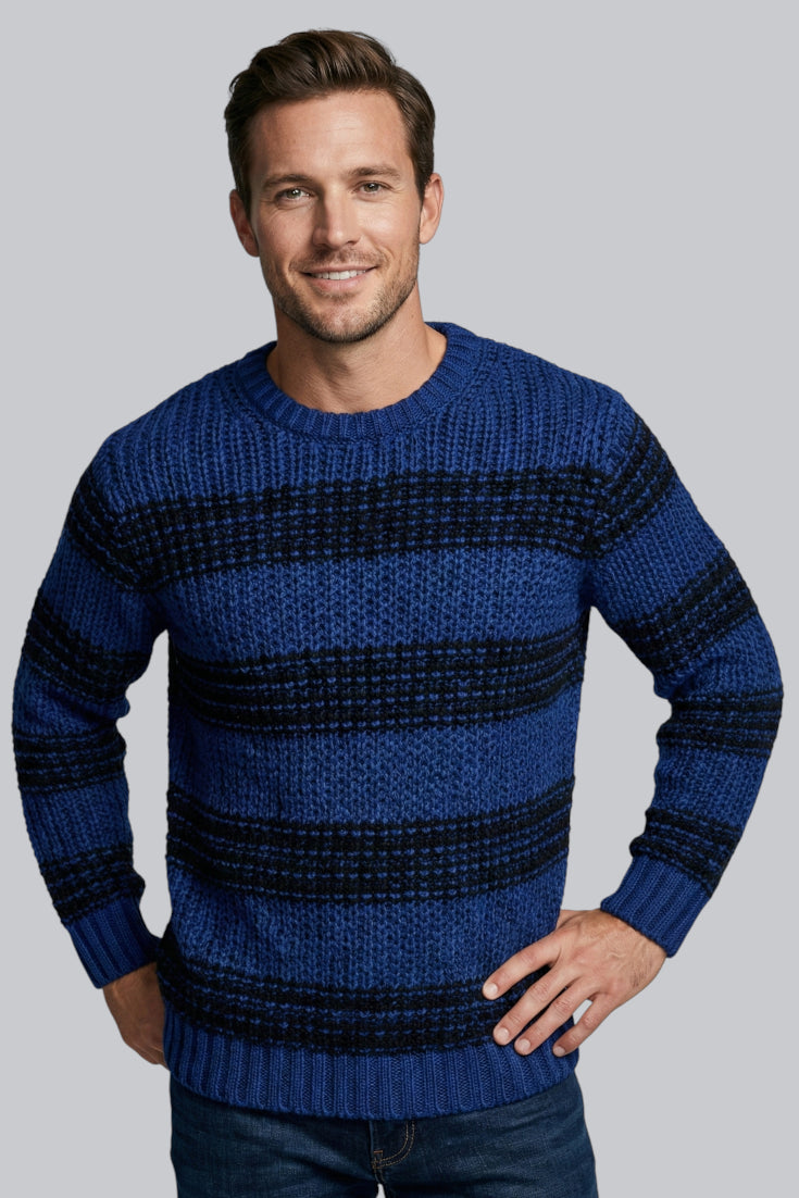 Men’s Chunky Jumper with Long Sleeves and Ribbed Cuffs