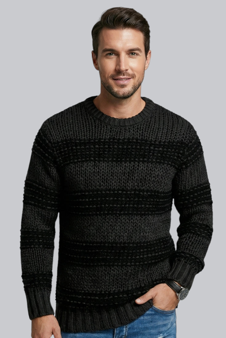 Men’s Chunky Jumper with Long Sleeves and Ribbed Cuffs