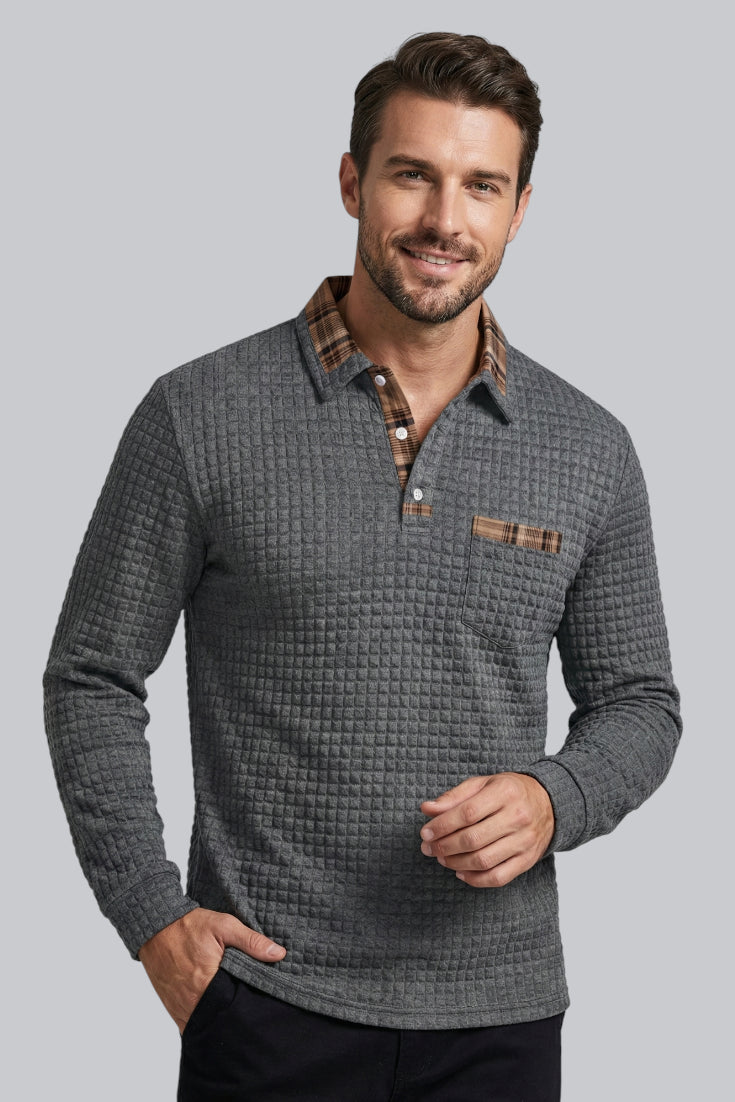 Men’s Knitted Jumper with Button Closure and Long Sleeves